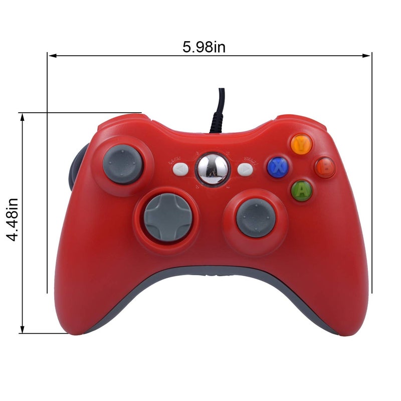 ONE250 USB Wired Game Pad Controller, Compatible with Xbox 360, Xbox 360 Slim, Windows PC - Replacement USB Wired Gamepad (Red) - Image 3